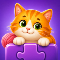 Purrfect Puzzles orange cat mascot